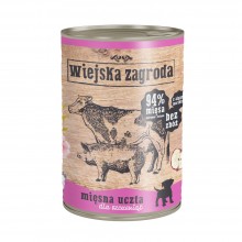 Wiejska Zagroda Puppies Meat Feast - zdravé bezobilné a bezlepkové mokré krmivo pre šteňatá - Hmotnosť: 400 g