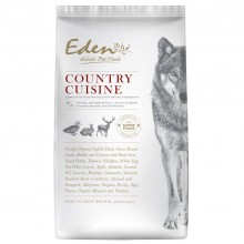 Eden Dog Country Cuisine Kačica, jahňacina, králik a zverina veľkosti M - kompletné krmivo pre psov stredných a veľkých plemien, bez obilnín a bez lepku,