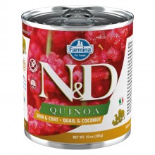 Farmina ND Quinoa Skin & Coat Quail - kompletné, bezobilné krmivo pre dospelých psov trpiacich kožnými problémami, s prepelicami, kom.