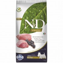 Farmina N&D Prime Lamb & Blueberry Adult Mini - kompletné bezobilné krmivo pre dospelých psov malých plemien, s jahňacinou a čučoriedkami - 7 kg