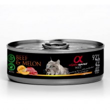 Alpha Spirit Cat Hovädzie mäso a melón 85 g - Bezobilné a bezlepkové mokré krmivo pre mačky s hovädzím mäsom a melónom