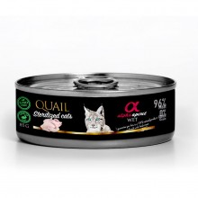 Alpha Spirit Quail Sterilized Cats 85 g - vlhké krmivo bez obilnín a lepku pre sterilizované mačky s prepelicami